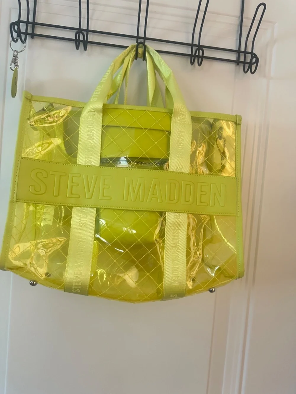 Steve Madden highlighter, yellow see-through tote bag